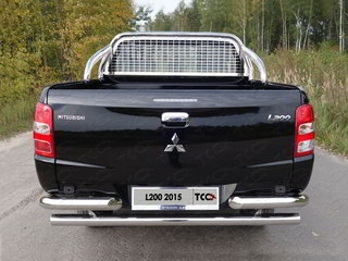 Дуги кузова пикапа и защита заднего стекла 75х42 мм (без надписи) для MITSUBISHI L200 2015 - г.в. от ТСС (Арт. MITL20015-48)