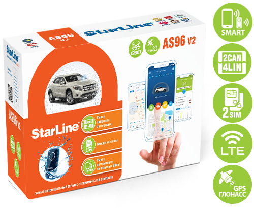 Автосигнализация StarLine AS96v2 BT 2CAN+4LIN GSM-GPS