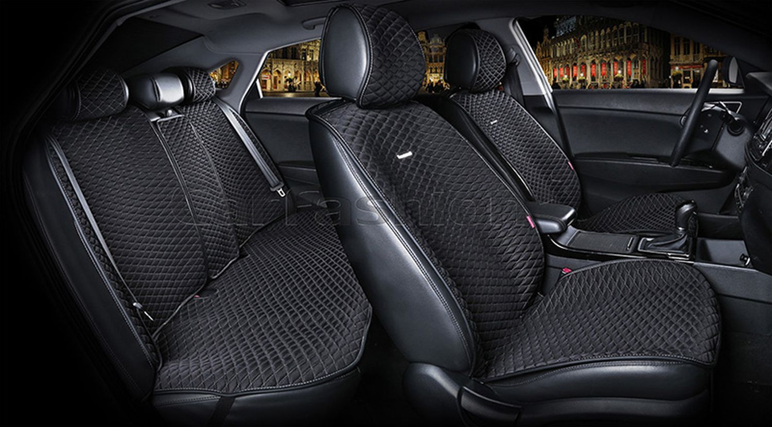 Комплект Накидок Carfashion для автомобиля "PALERMO PLUS" черный/т.серый