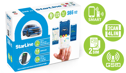 Автосигнализация StarLine S66 v2 BT 2CAN-4LIN 2SIM GSM (без S20.3)
