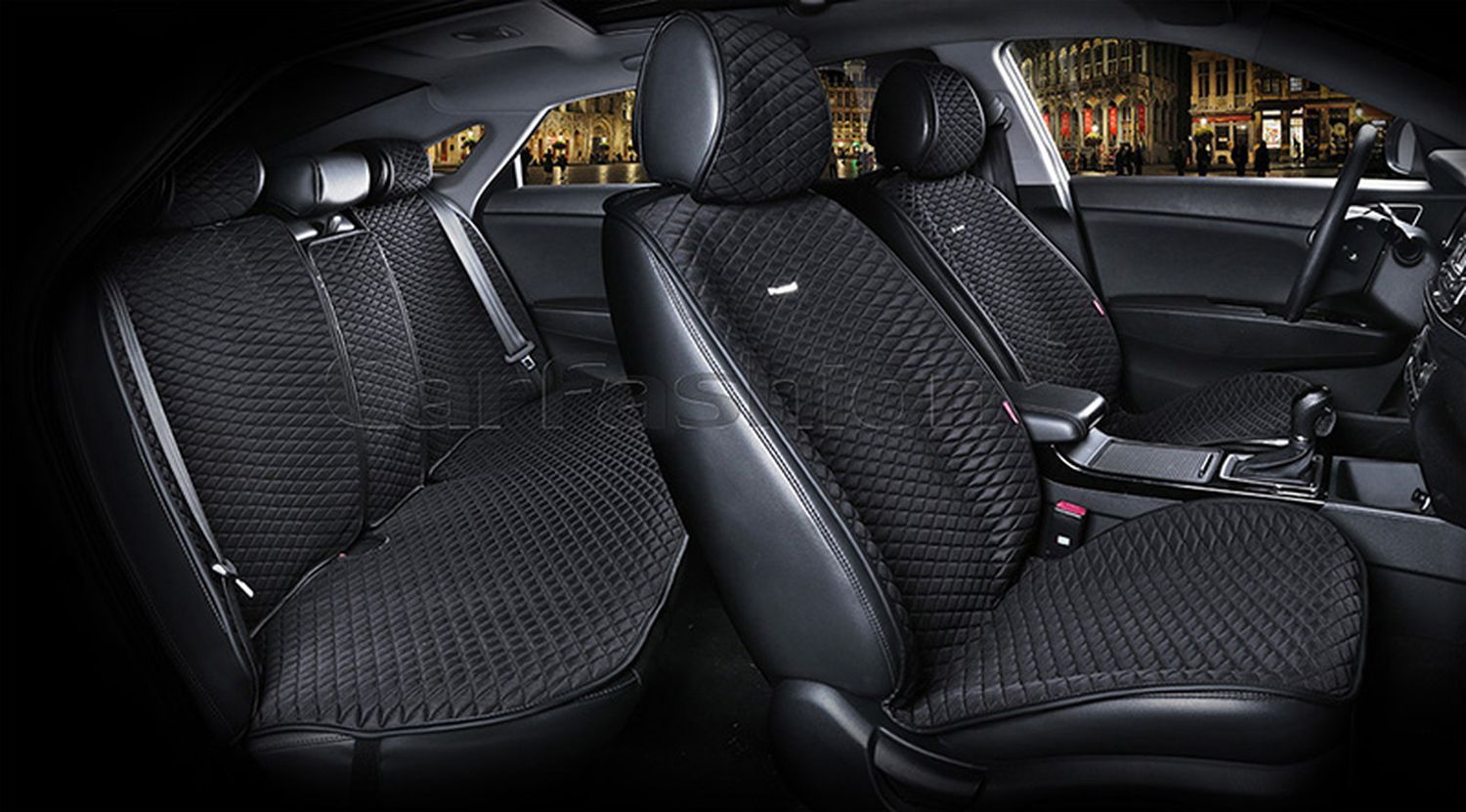 Комплект Накидок Carfashion для автомобиля "PALERMO PLUS" черный/черный
