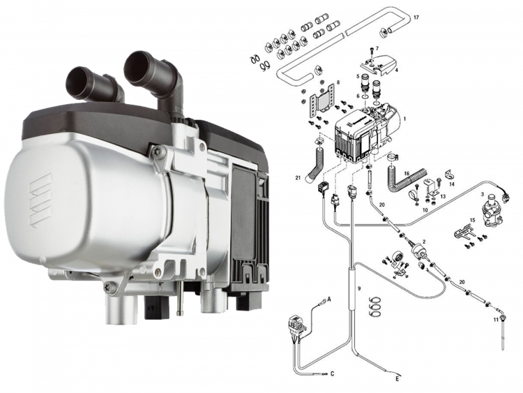 Предпусковой подогреватель двигателя HYDRONIC S3 B4E 12В CS с базовым м.к.