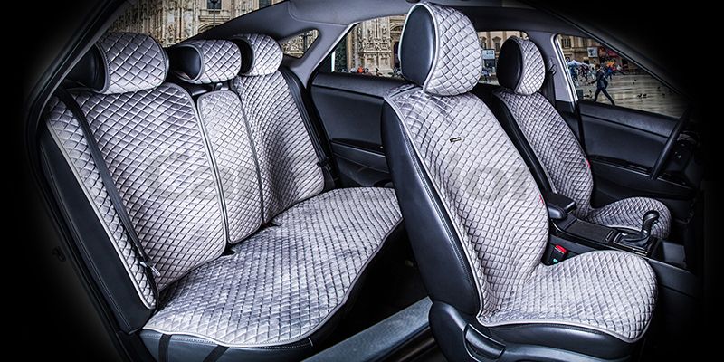Комплект Накидок Carfashion для автомобиля "CITY PLUS" темно серый/темно серый