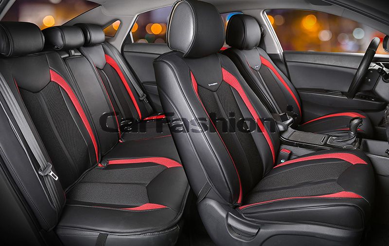 Комплект Накидок Carfashion для автомобиля "URBAN PLUS" черный/черный/красный