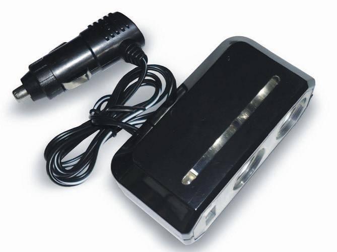 Разветвитель прикуривателя 12/24 (на 2 выхода+USB) CS212U со светодиодной подсветкой